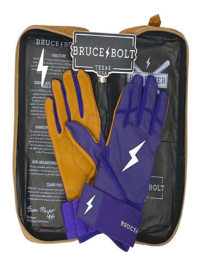 BRUCE BOLT Original Series Long Cuff Purple Batting Glove - Purple Large - Image 5